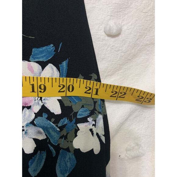 J Jill Wearever Collection Midi Dress Small Black FLoral Long Sleeve Ponte Knit - Picture 4 of 10